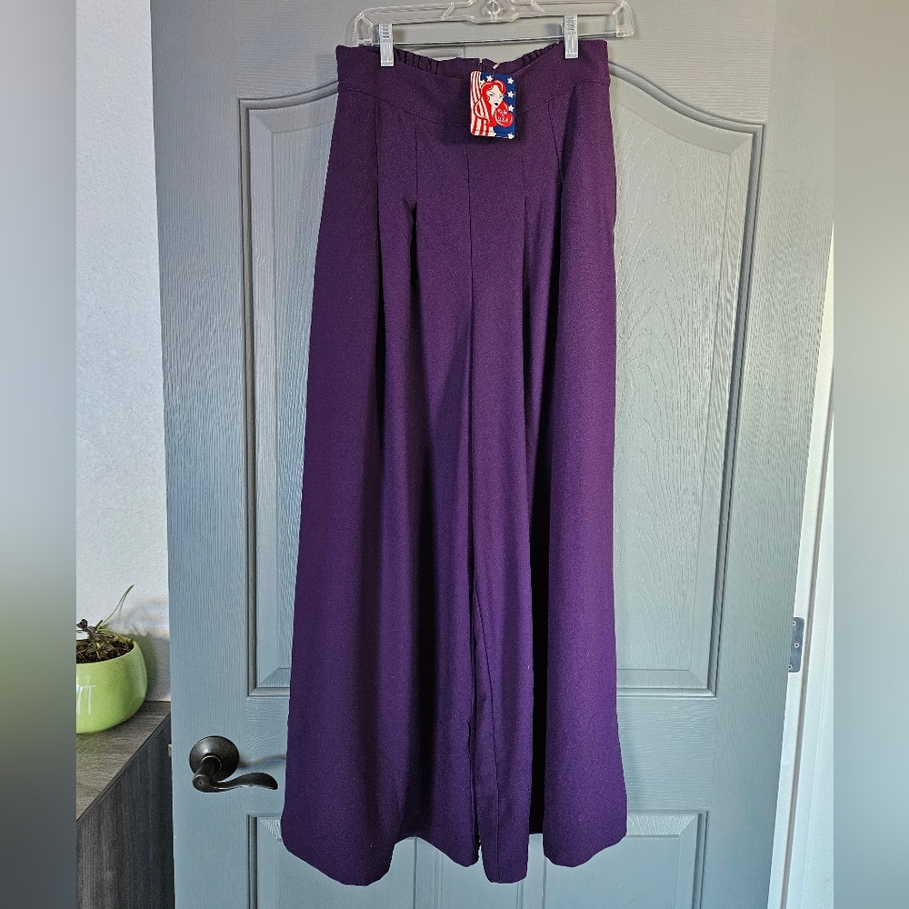 Pinup Girl Clothing Dietrich/Doris Pants Purple NWT XL